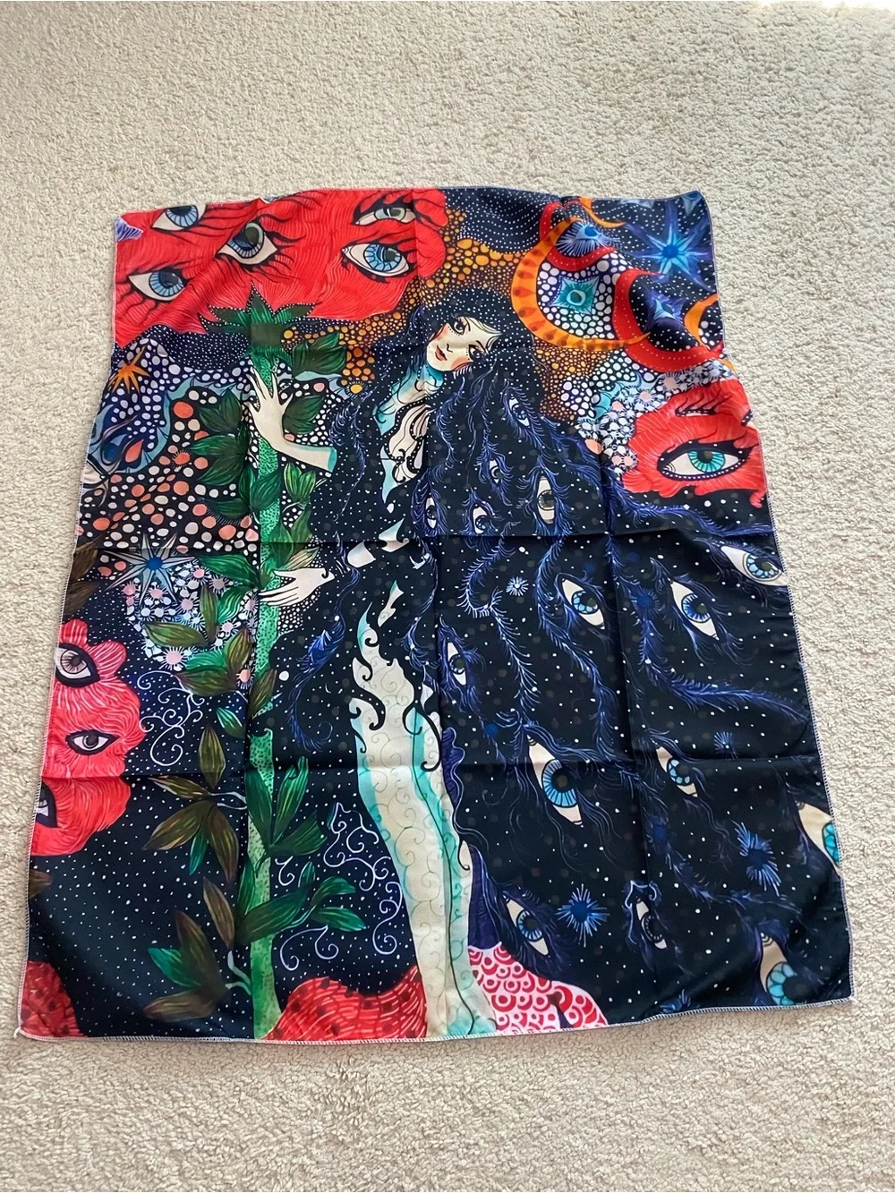 Psychedelic Goth Graphic Hanging Girl Eyes Tapestry Wall Decor